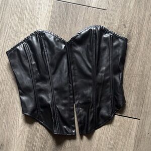 SHEIN Black Faux Leather Corset Top